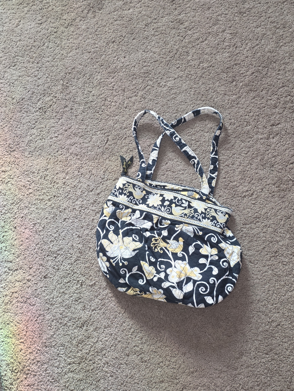 Vera Bradley Black and Yellow Floral Shoulder Bag